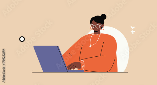 Young man working on a laptop in a relaxed, remote setting. Ideal for themes of flexible work, digital nomadism, online learning, and modern lifestyle.