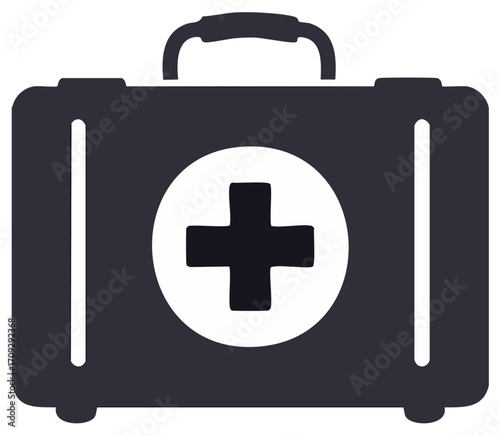 First aid kit graphic illustration portable healthcare equipment simple design