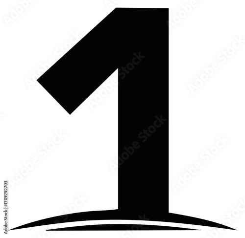 Number One Graphic Black and White Design Illustration