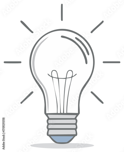 Outline of classic incandescent light bulb radiating illumination for creative ideas and innovation