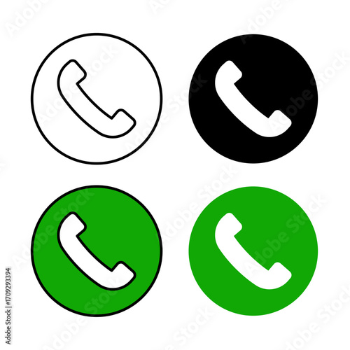 Call Icon . in stroke, black and colored vectors collection isolated on white background.