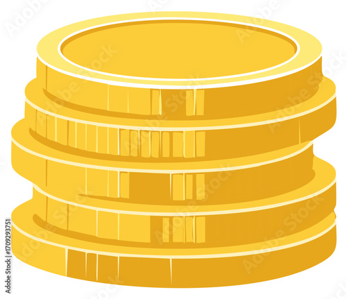 Pile of golden coins, stack of currency, financial wealth illustration