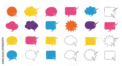 Engaging speech bubbles in vibrant colors for modern communication visuals and creative design projects