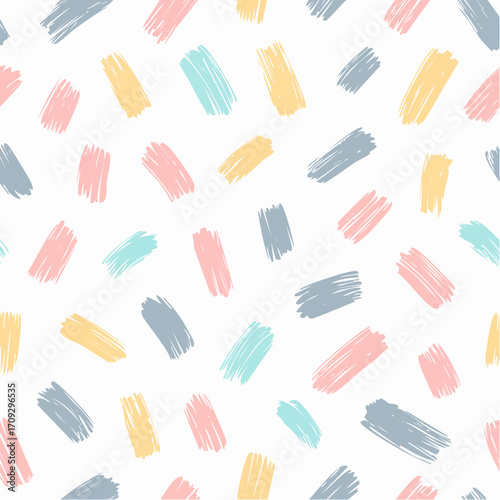 Simple seamless vector pattern with colorful brushstrokes on a white background
2