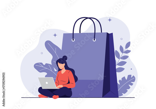 Online shopping is becoming more popular with people using laptops.