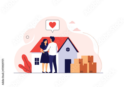 A loving couple purchases their new dream home together.