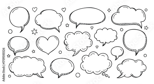 Speech bubble sketch collection for expressing thoughts and messages in fun, creative designs