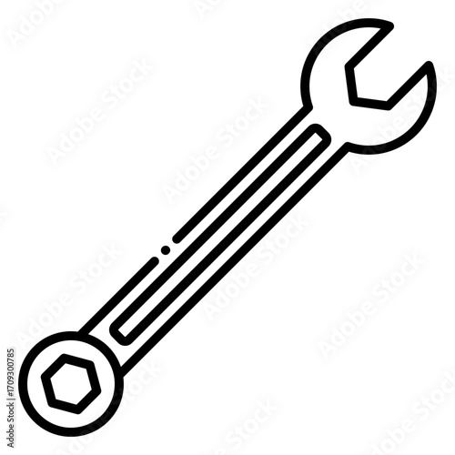 Open Ended and Box End Wrench Outline Icon