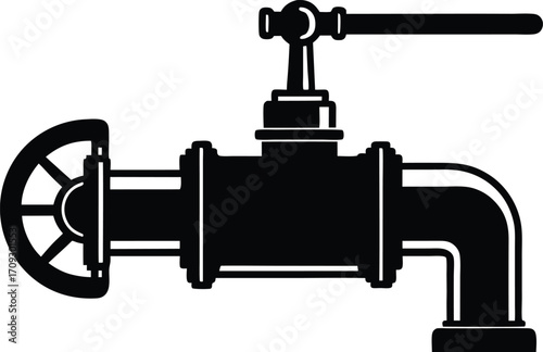 a water pump with pipes ideal for industrial and mechanical designs silhouette vector.