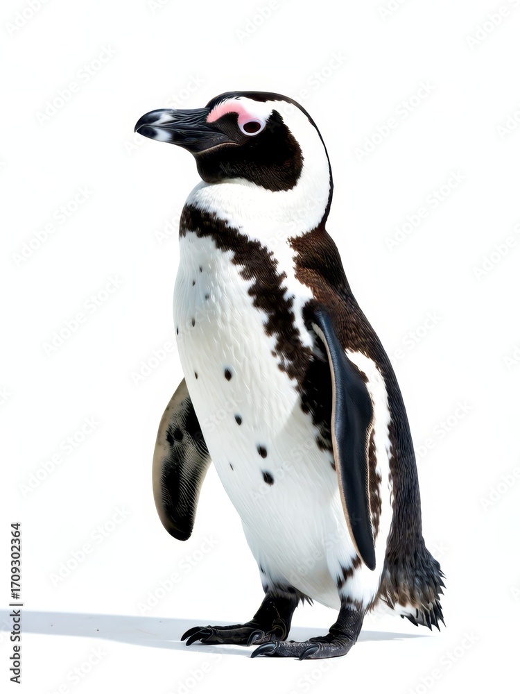 Obraz premium Penguin waddling on white background animal photography studio environment close-up view wildlife concept
