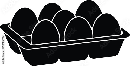 egg carton with brown eggs silhouette vector illustration