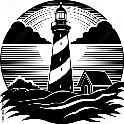  lighthouse standing black silhouette 