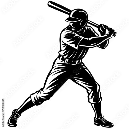 baseball batter swing silhouette black 