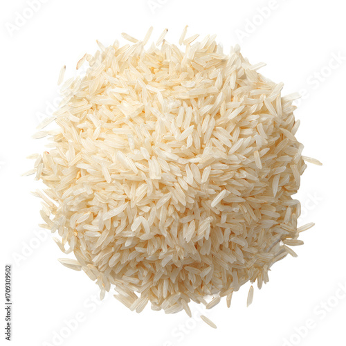 Pile of uncooked white rice grains