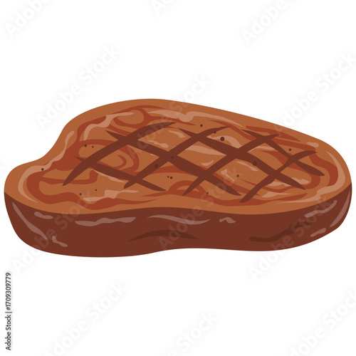 Steak Grilled Meat Barbecue Vector Illustration