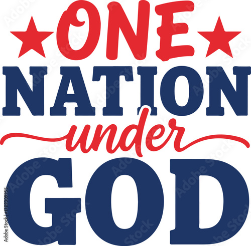 One nation under god patriotic design isolated on white background