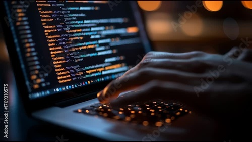 Cybersecurity data center access via laptop.