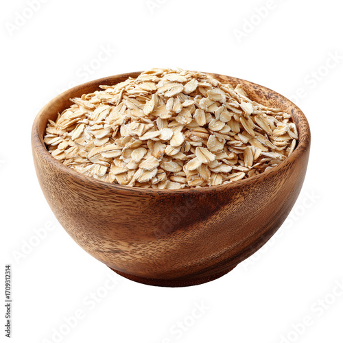 Oatmeal wooden bowl isolated on transparent White background png