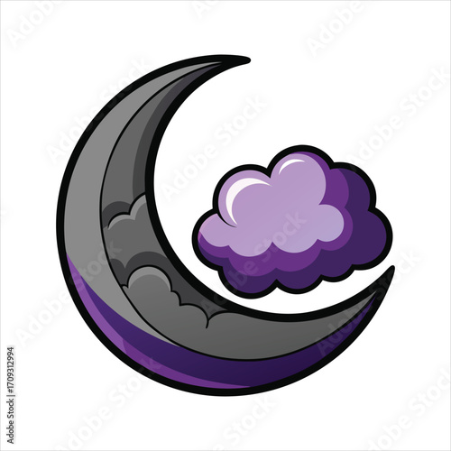 Crescent Moon and Cloud Halloween