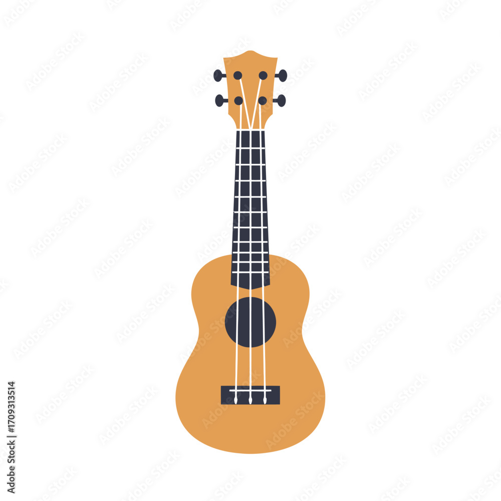 Obraz premium Flat Vector Illustration of Ukulele Guitar