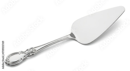 Elegant silver cake server with ornate handle
