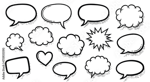 Dynamic comic speech bubbles and thought clouds for creative expression and engaging communication