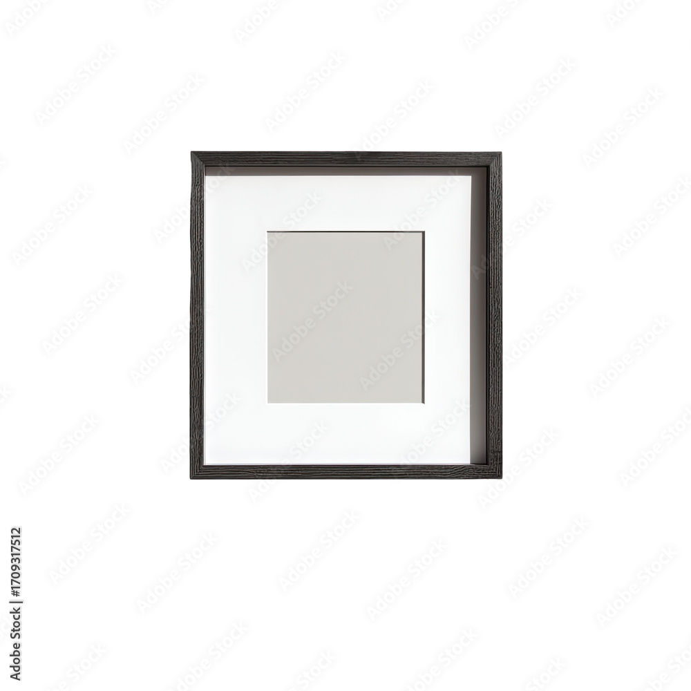 Square black picture frame with a light gray mat Square black picture frame with a light gray mat