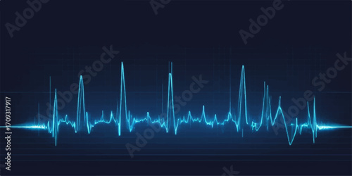 An electrocardiogram heartbeat pulse is shown on a green medical monitor graph