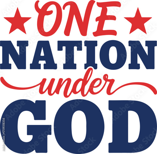 One nation under god patriotic design isolated on white background