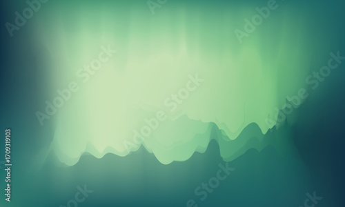 Abstract landscape with mountains and a misty blue sky at sunrise