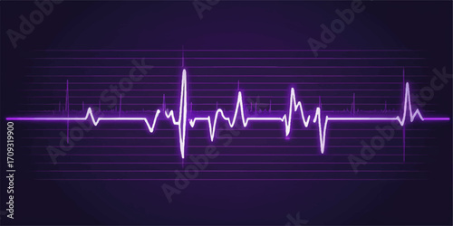 A dynamic illustration of a pulsing heartbeat on a medical monitor, featuring a red cardiogram line that forms a heart shape