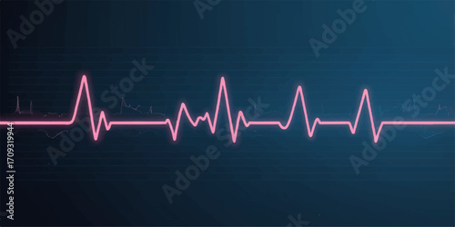 A continuous green heartbeat pulse line on a medical monitor illustrates a cardiogram