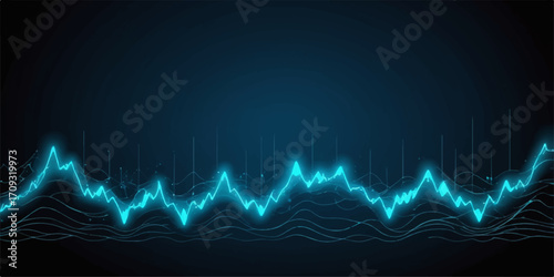 Abstract medical sound wave on a blue background depicting a cardiogram with a heartbeat pulse line