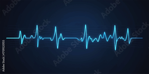 A green and blue EKG graph shows a healthy heartbeat line on a medical monitor, illustrating the pulse rate