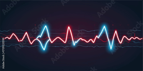 A cardiogram chart of a healthy heartbeat shows the pulse and rate of life in a medical wave