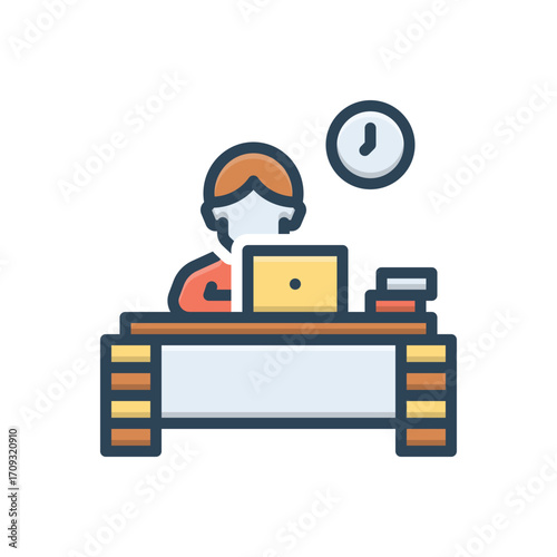 Color illustration icon for work