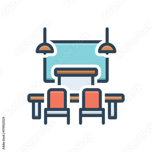 Color illustration icon for classroom