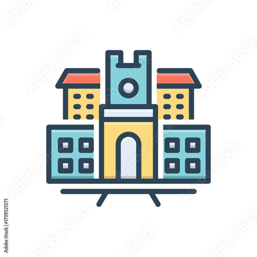 Color illustration icon for campus