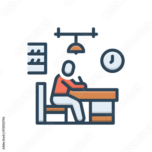 Color illustration icon for exam