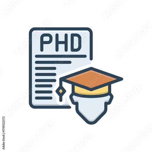 Color illustration icon for phd