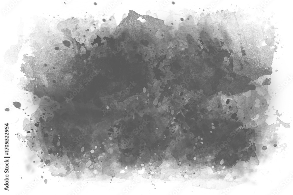 Obraz premium Grunge painting and abstract ink blobs. Marble-style texture of black paint strokes. designs for wallpaper. An isolated watercolor illustration created by hand on a transparent background