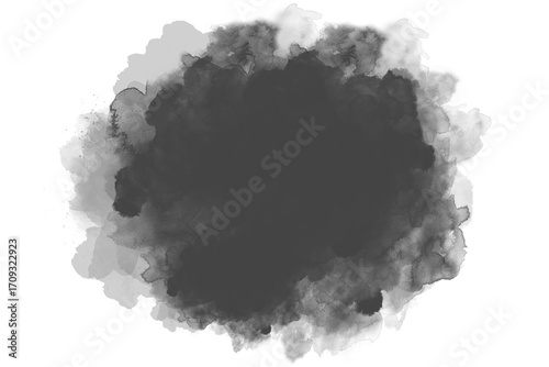 Grunge painting and abstract ink blobs. Marble-style texture of black paint strokes. designs for wallpaper. An isolated watercolor illustration created by hand on a transparent background
