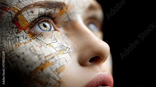 A humanoid robot face glows faintly in a dark lab, evoking mystery, artificial intelligence, and the emergence of machine consciousness.