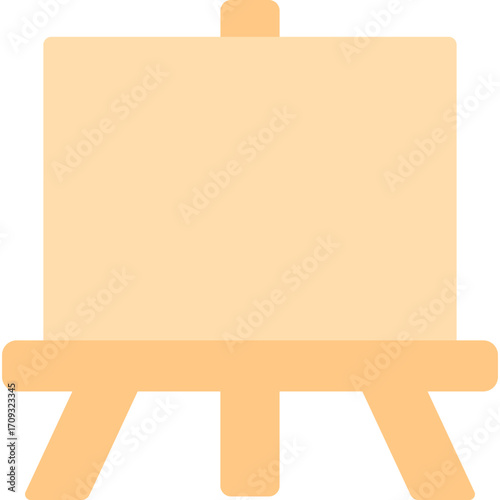 Wooden easel with blank canvas, art equipment illustration perfect for painting or creative projects.

