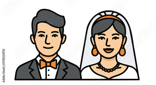 Happy bride and groom celebrate wedding day with joy and love in elegant style