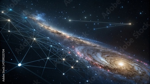 Wallpaper Mural Cosmic Digital Network Over Spiral Galaxy Torontodigital.ca