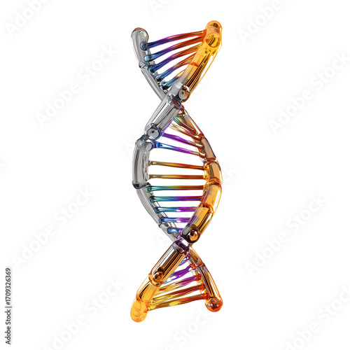 Metallic DNA helix genetic code science technology isolated on transparent White background png
