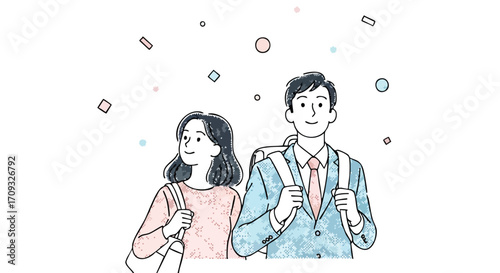 Young professionals with backpacks embarking on exciting new journeys and adventures together
