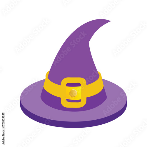 Purple Witch Hat with Yellow Buckle Halloween