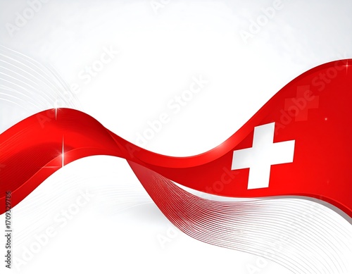Dynamic Swiss Flag Abstract Background Design